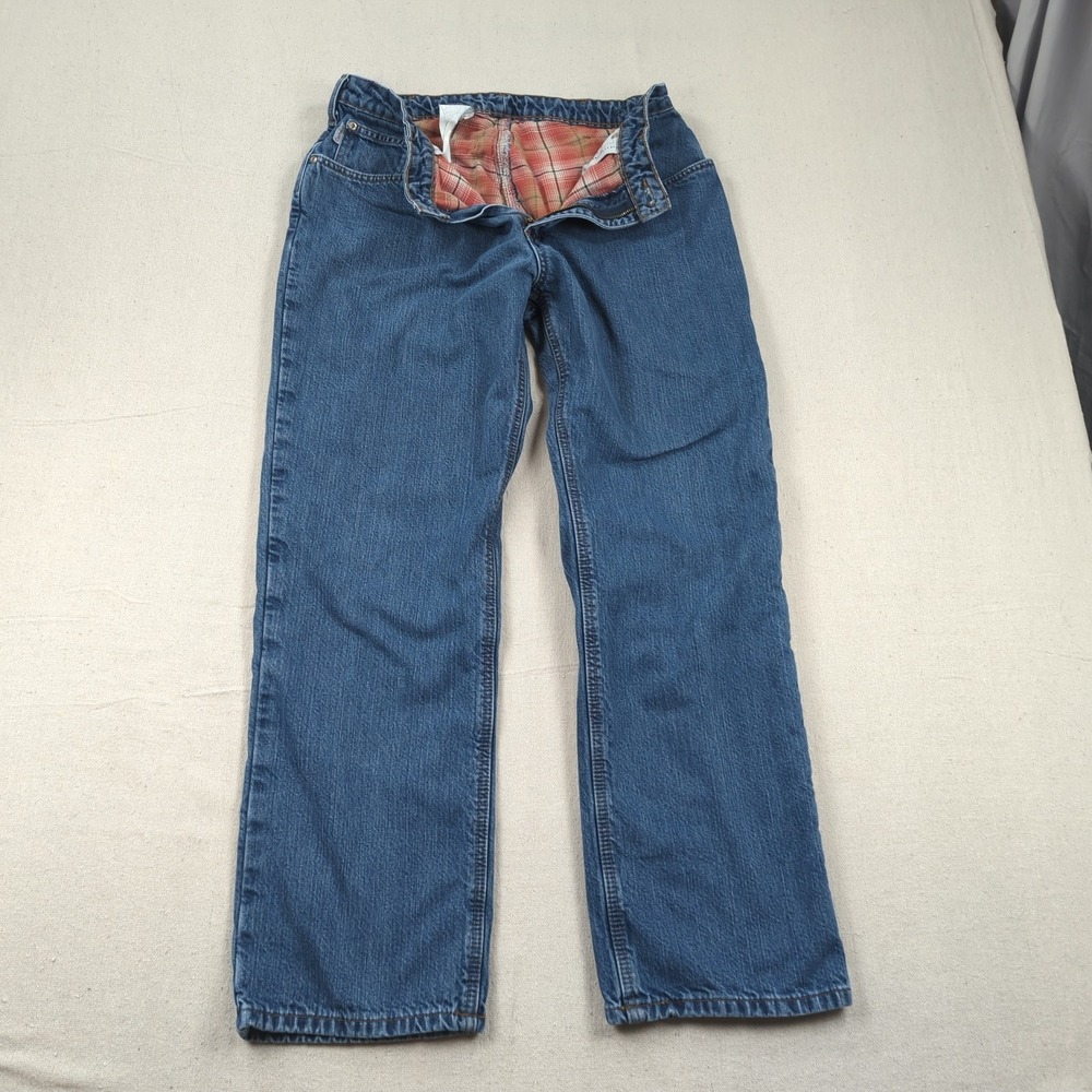 Carhartt Jeans Womens 12 Blue Flannel Lined Relaxed Casual